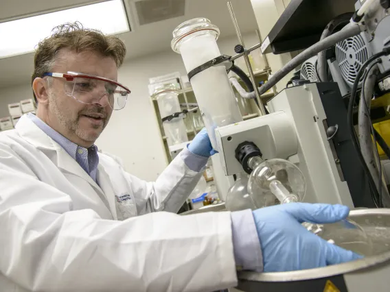 Chris Hulme working in the laboratory. 