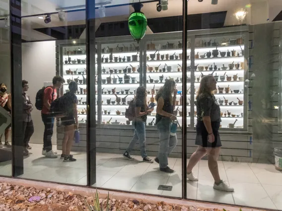 Students on a tour of the Coit Museum of Pharmacy & Health Sciences