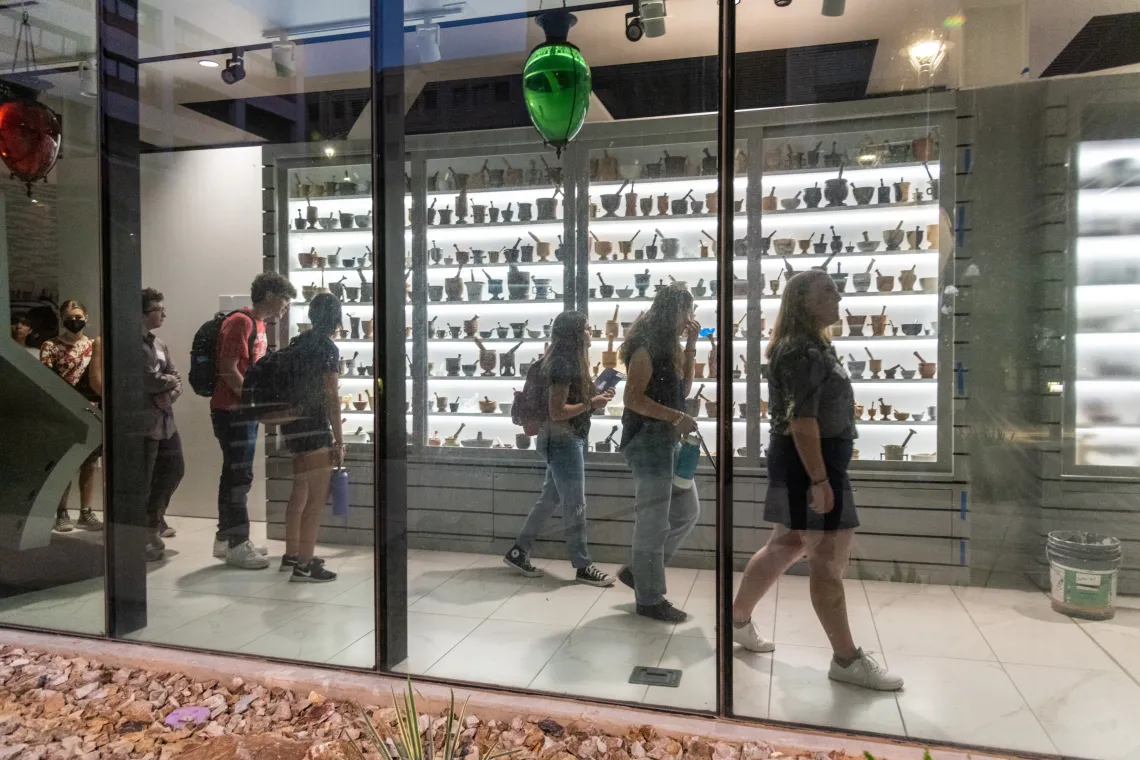 Students on a tour of the Coit Museum of Pharmacy & Health Sciences
