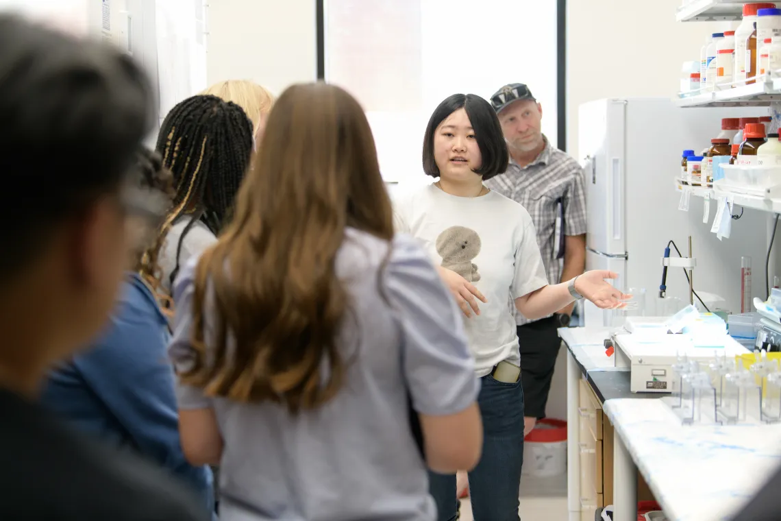 Tour given to students in a lab.