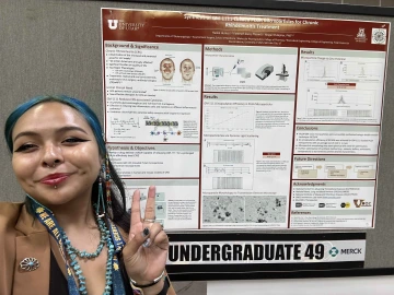 Student presenting research