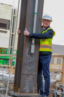 Dean Schnellmann at Skaggs building construction